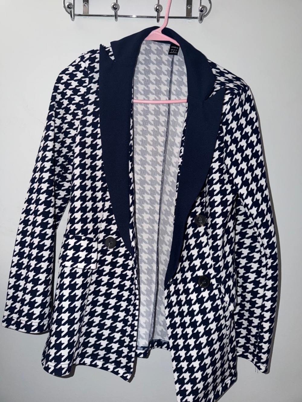 SHEIN Navy & White Houndstooth Jacket with Matching Pants!